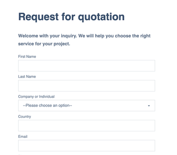 Form for requesting quote