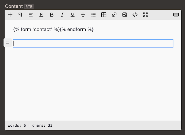 Text editor with form tags