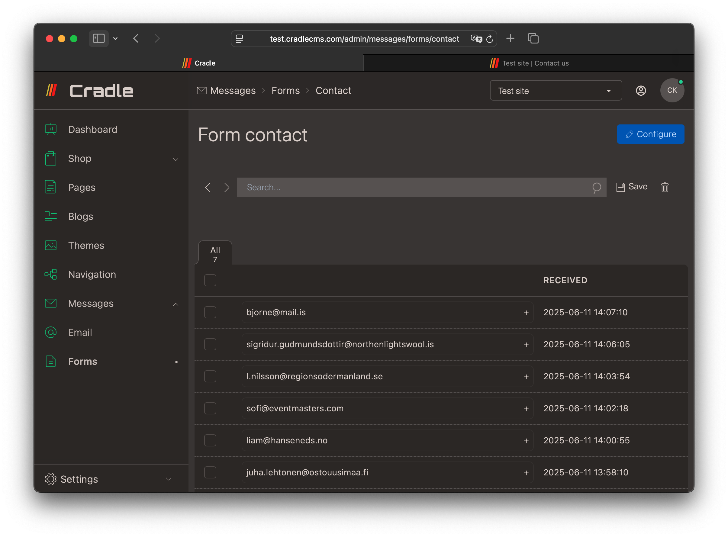 Adminview for formpostings