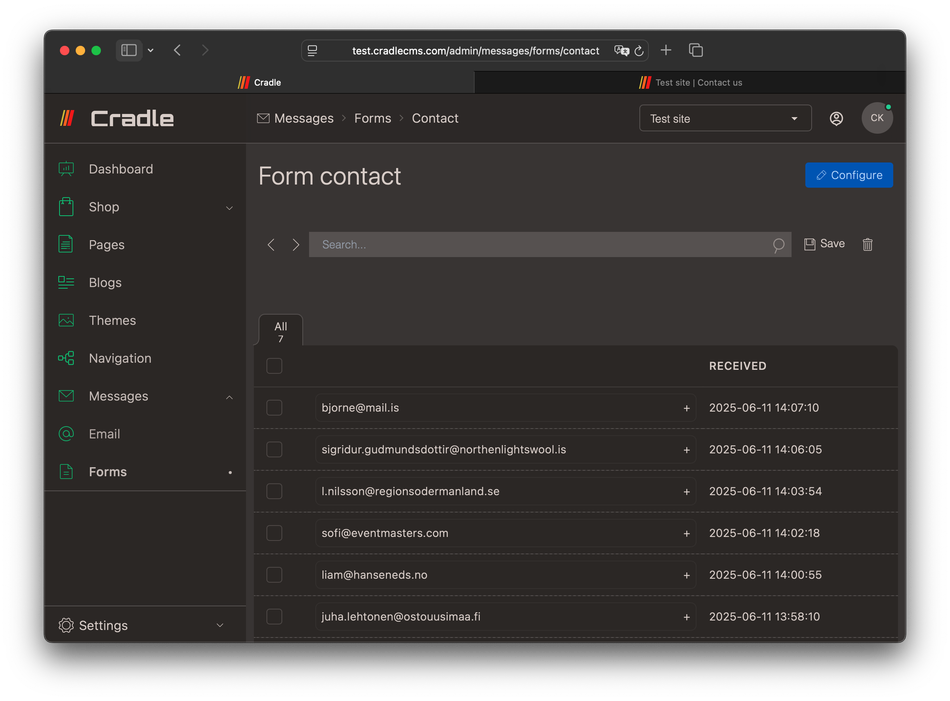 Adminview for formpostings