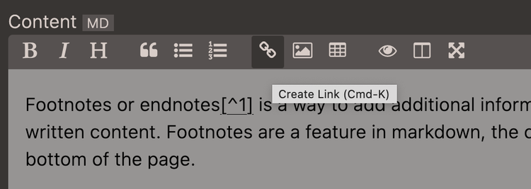 Insert link button