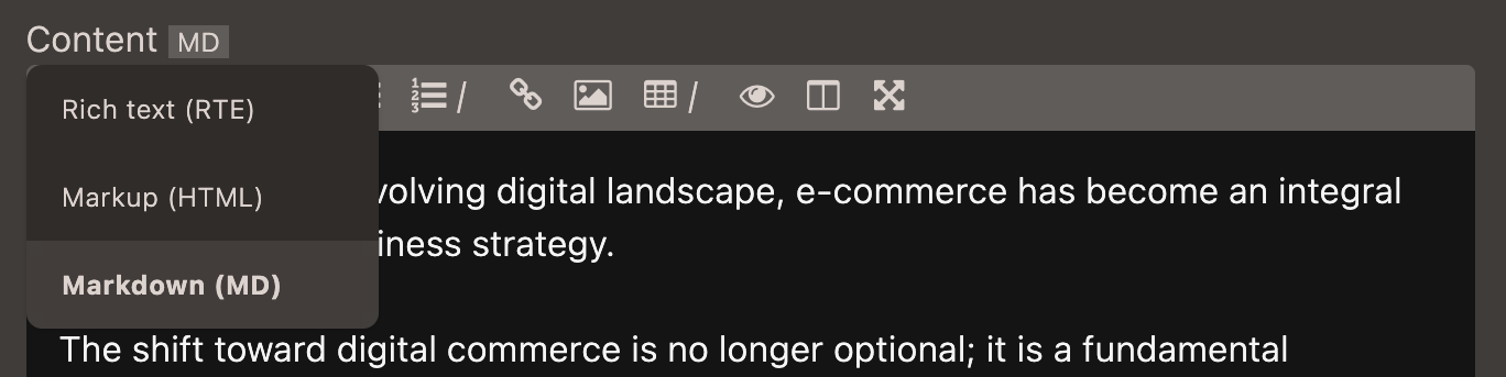 Changing the content editor