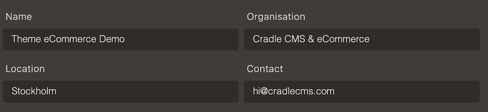 Site information fields in Cradle admin
