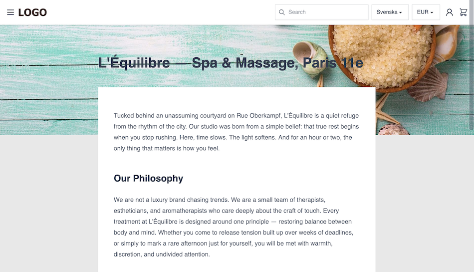 Page example on website
