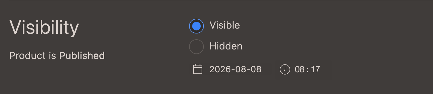 visibility section on product page