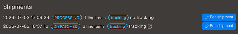 Two shipments on an order
