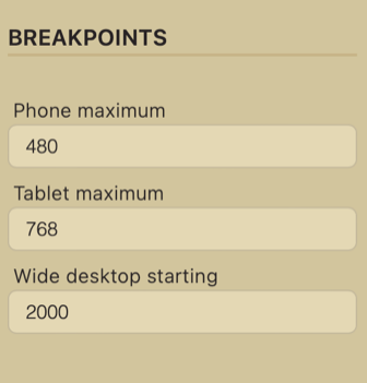 Theme settings for breakpoints in Cradle CMS theme editor