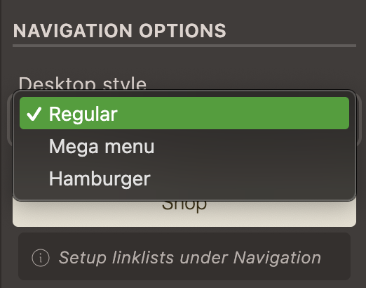 selectbox with three options in theme settings