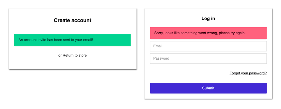 Form success and error messages
