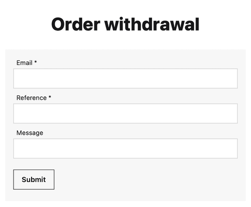 Order withdrawal form