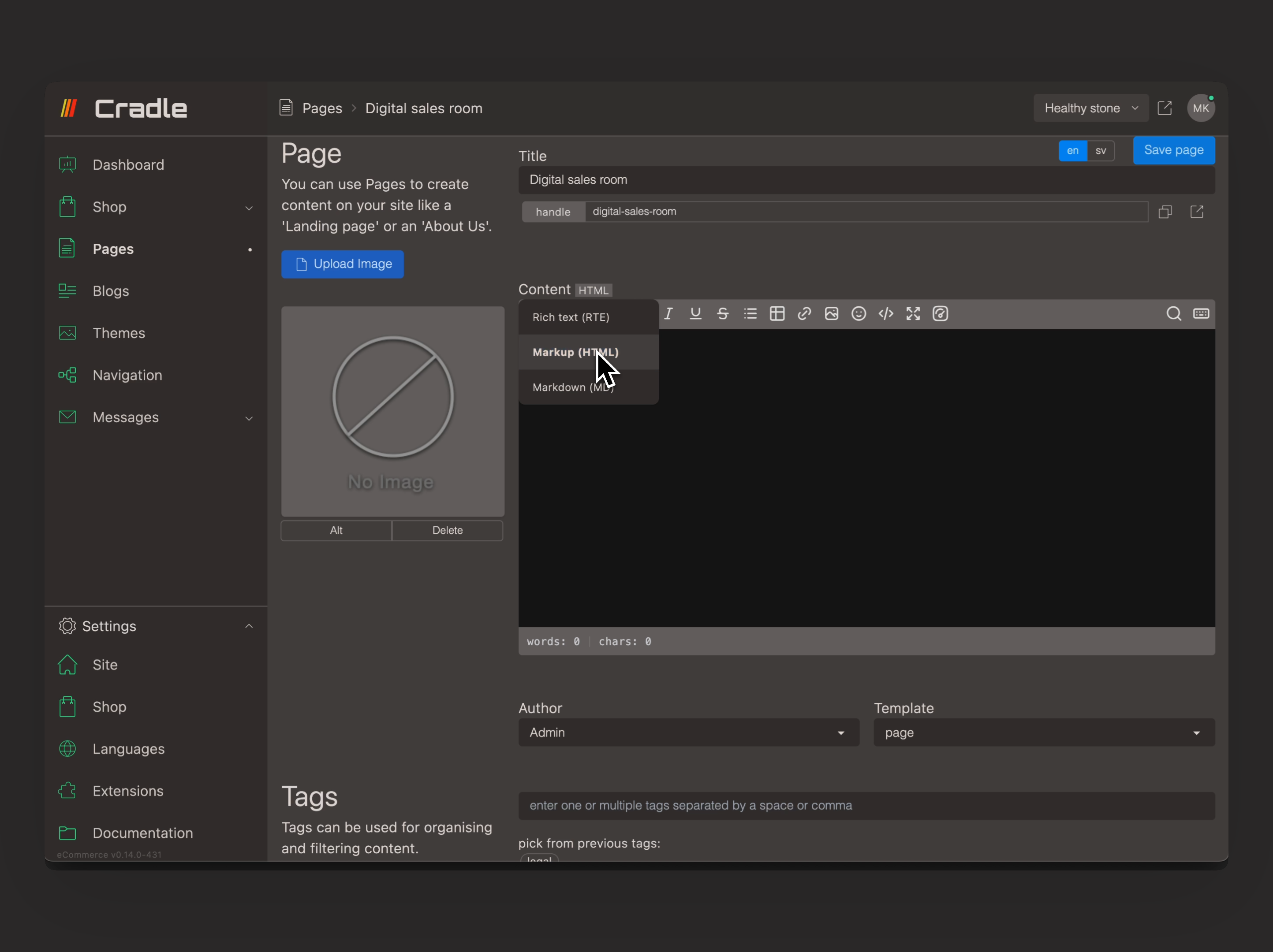 Selectbox for editor on a page